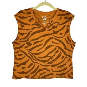 Chaser Anthropologie Orange Animal Print Cotton Cropped Sleeveless Top XS Light